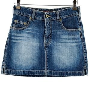 Vintage Womens 28 Silver Jeans Denim Skirt Medium Side Slits 15" Length Canada